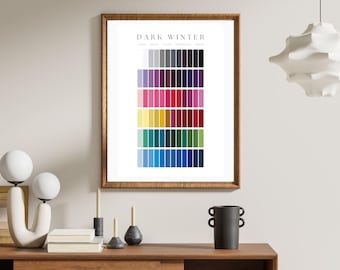 Dark Winter Poster | Seasonal Color Palette Wall Art | Printable Personal Color Analysis Swatch | Digital Download PDF & JPG Home Decor