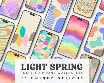 13 Light Spring Aesthetic Phone Wallpapers | Warm Pastel Seasonal Color Palette | Instant Download | 1080x1920 Mobile iPhone Backgrounds