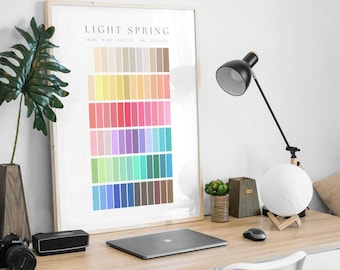 Light Spring Seasonal Color Palette Printed Poster | Fashion Wall Art, Color Analysis Chart, Seasonal Colors for Style & Wardrobe Planning