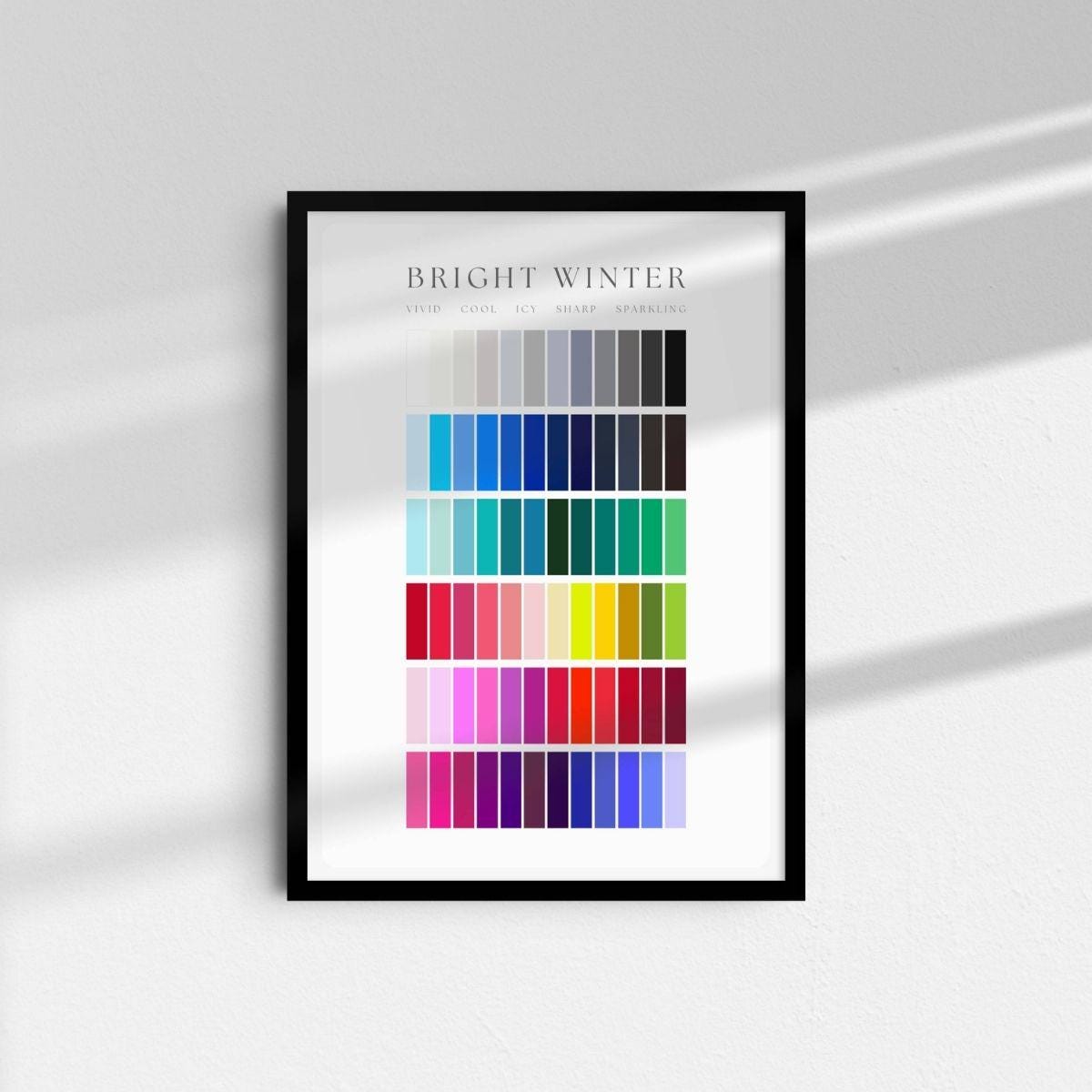 Color Guide Physical Bright Winter Printed Physical Poster | 12 Seasonal Colors Palette ...