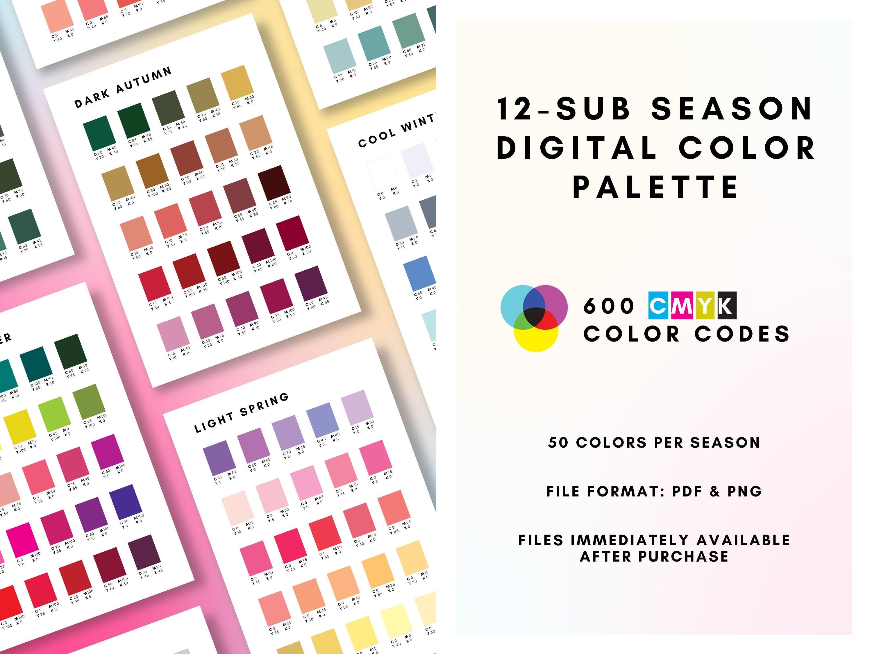 12 Seasonal Color Palette CMYK Color Codes | 600 Professional Print ...
