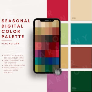 Dark Autumn Color Palette | Digital Swatch Fan Instant Download | Seasonal Color Analysis, Armocromia, Wardrobe & Shopping Guide | HEX Codes