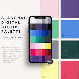 True Cool Winter Color Palette | Digital Swatch Fan Instant Download | Seasonal Color Analysis, Armocromia, Wardrobe & Shopping Guide