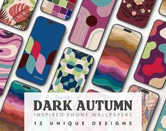 13 fondos de pantalla para teléfono con estética otoñal oscura / Paleta de colores cálidos y apagados de temporada / Descarga instantánea / Fondos de pantalla para iPhone (1080x1920)