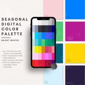 Bright Winter Palette | Digital Swatch Fan Instant Download | Seasonal Color Analysis, Armocromia, Wardrobe & Shopping Guide | HEX Code