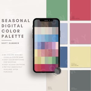Soft Summer Color Palette | Digital Swatch Fan Instant Download | Seasonal Color Analysis, Armocromia, Wardrobe & Shopping , Styling Guide