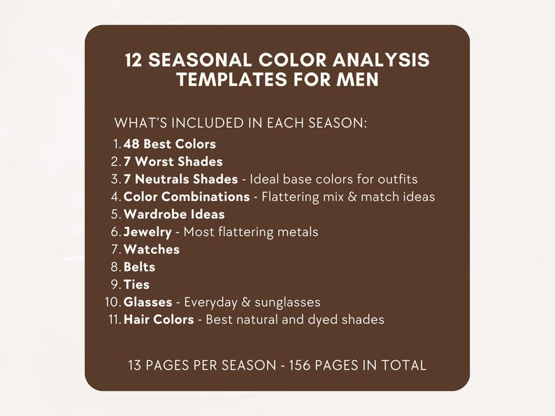 Men 12 Seasonal Color Analysis Template | Editable Canva Guide Palette ...