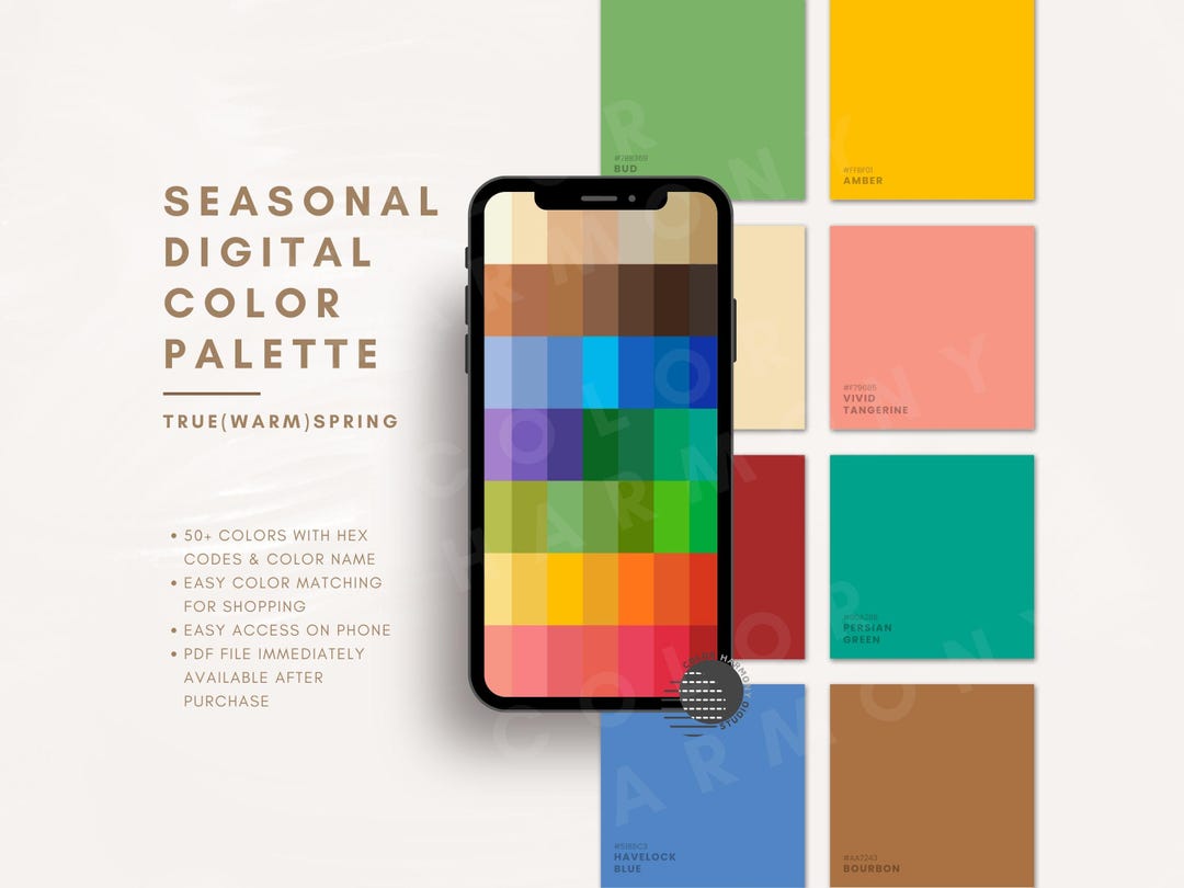 True (warm) Spring Color Palette: Digital Swatch Fan With HEX Codes and ...