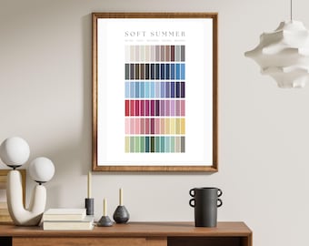 Soft Summer Digital Poster | Seasonal Color Palette | Printable Personal Color Analysis Swatch | Instant Download PDF & JPG Wall Art