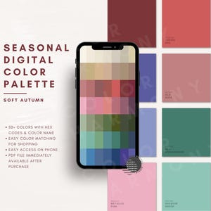 Soft Autumn Color Palette | Digital Swatch Fan Instant Download | Seasonal Color Analysis, Armocromia, Wardrobe & Shopping Guide | 56 Colors