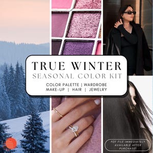 Guía de colores de temporada para el invierno real / Análisis de colores personales en línea de las 12 estaciones / Paleta de colores frescos para el invierno, estilo, maquillaje, color de cabello, joyas
