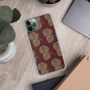 Iphone case with illustration pattern Gingko sheet plastic without BPA to protect your smartphone