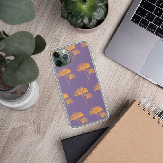 Iphone case with illustration pattern Gingko sheet plastic without BPA to protect your smartphone