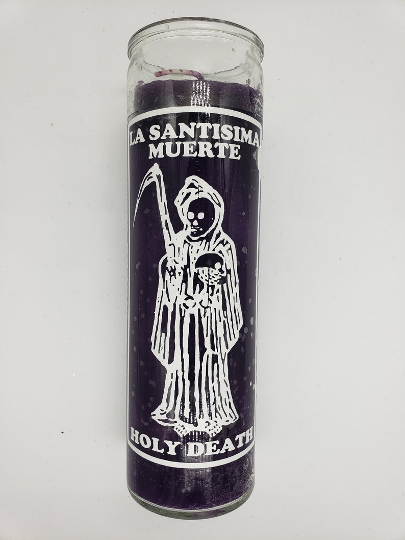 Holy Death purple ritual candle Santa Muerte veladora morada image 1