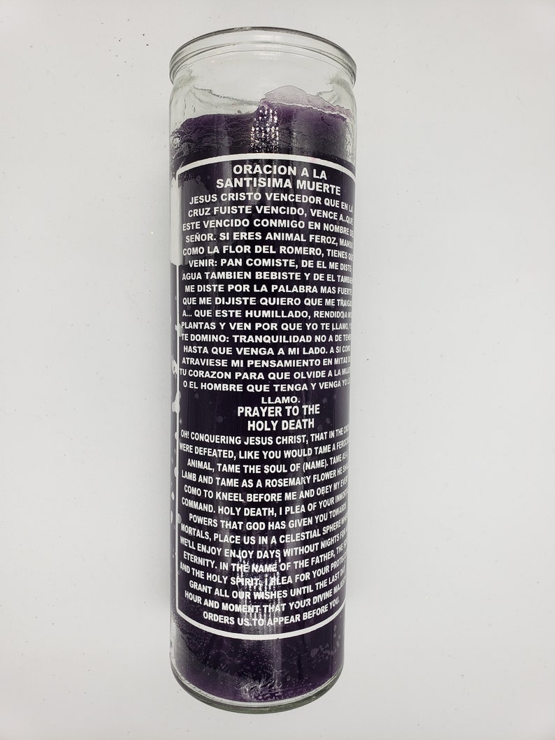 Holy Death purple ritual candle Santa Muerte veladora morada image 3