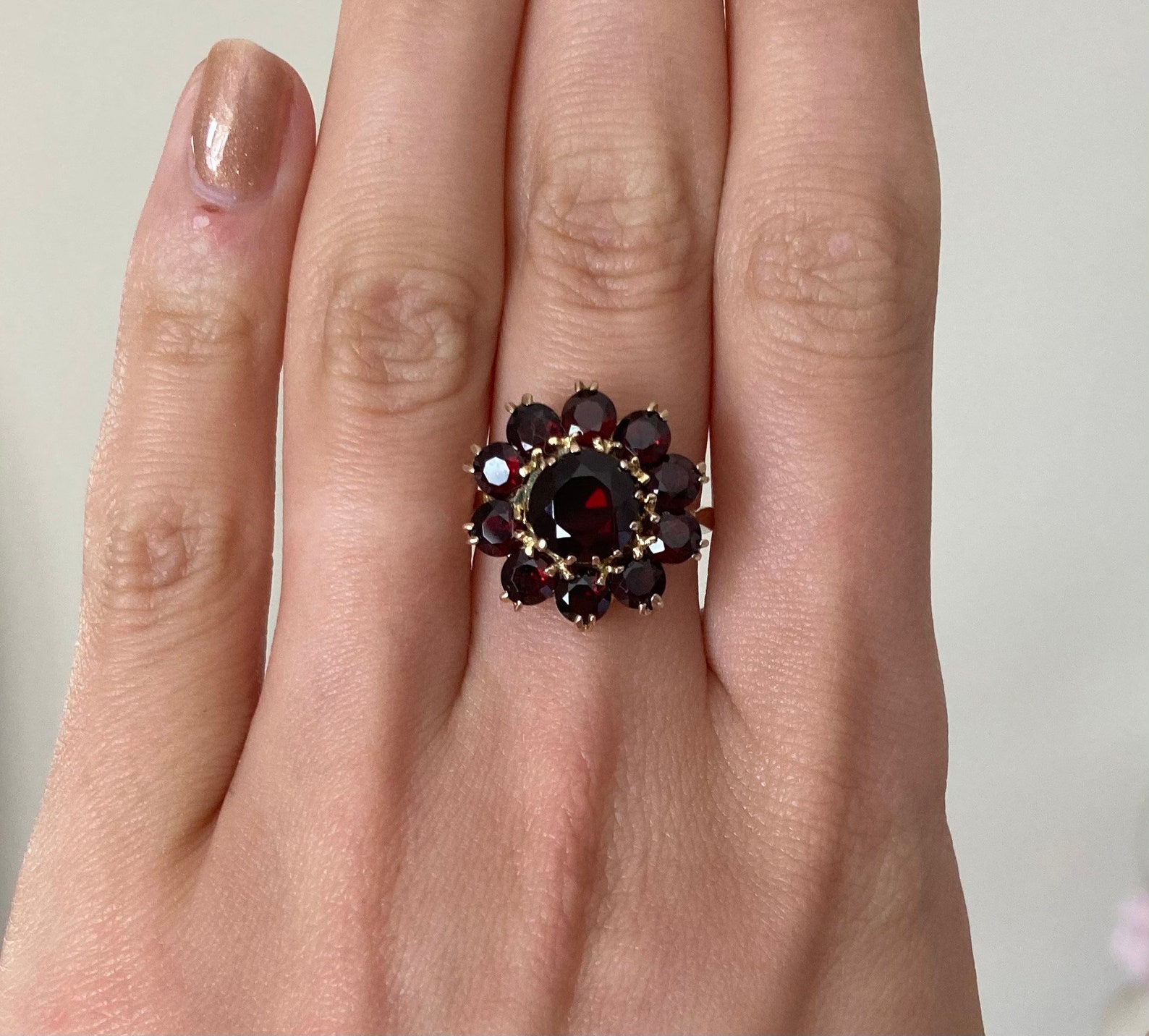 Large 1960s Flower Cluster Statement Ring 9ct Gold Etsy