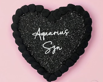 Zodiac Cake Charm | Flat-Lay Cake Topper | Aquarius Szn | Vintage Heart Cake Topper | Mini Cake Topper | Aquarius Season | That Girl Cake