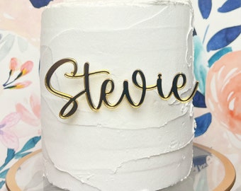 Cake Charm | Custom Acrylic Name Plate | Birthday Cake Decor | Cake Accessory | Personalized Name Plaque | Gold Acrylic Name |Cake Topper