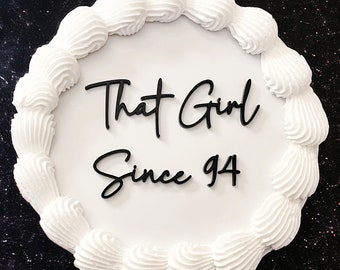 That Girl Since Year Cake Topper | Flat-Lay Cake Topper | Vintage Heart Cake  | Mini Cake Topper | That Girl Cake | Birthday Mini Cake Charm