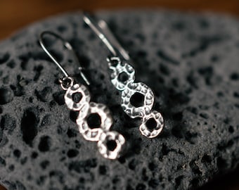 Original circles silver earrings. Hammered, handmade with 925 sterling silver ear hook.