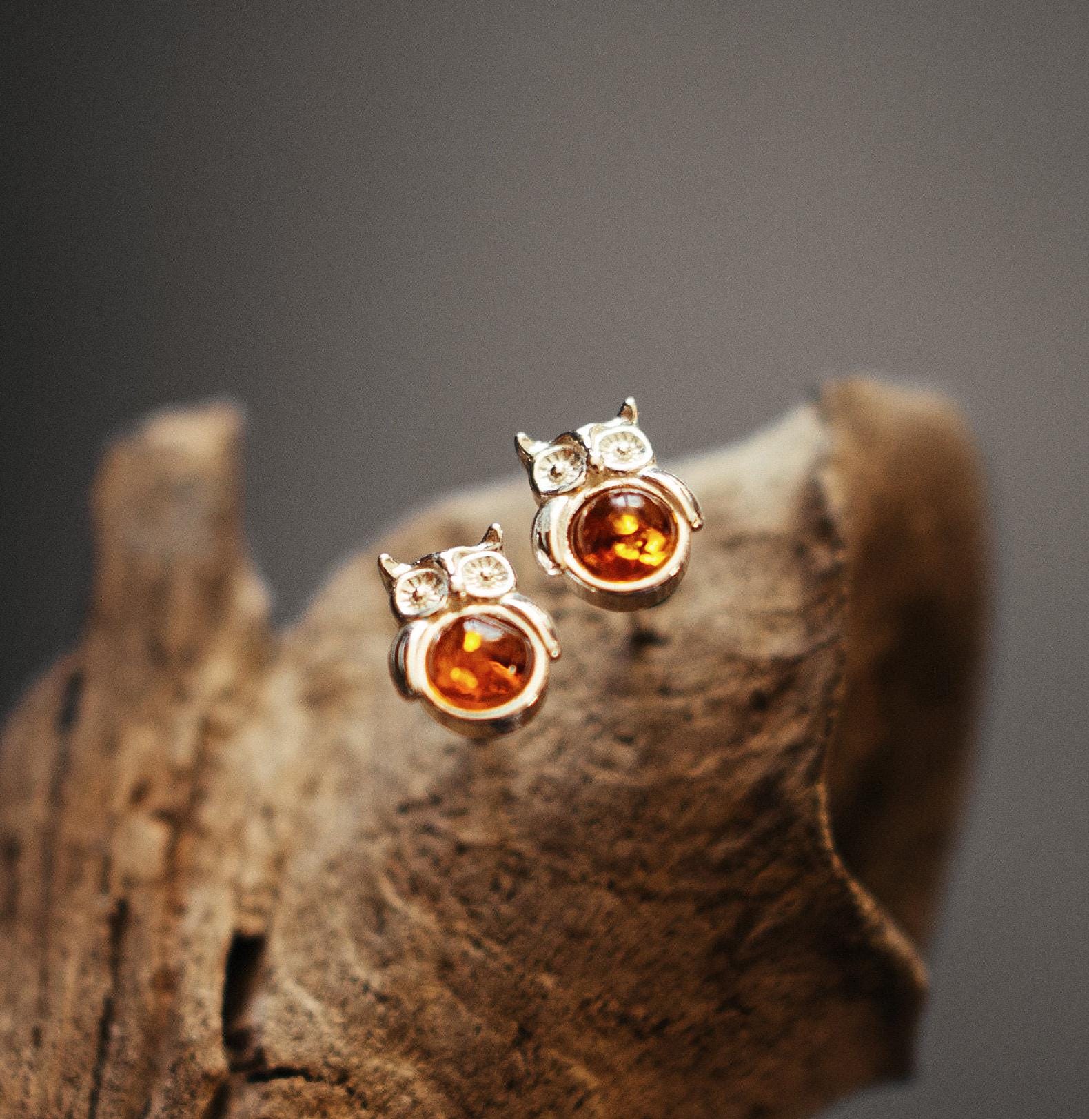 Owl earrings amber jewelry. Owls amber earrings. Eule gift. Sterling 925 silver and natural Baltic a