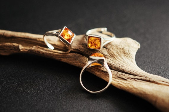 Anello In Argento Sterling Con Ambra Baltica Cognac 2,85ct - Foto 5