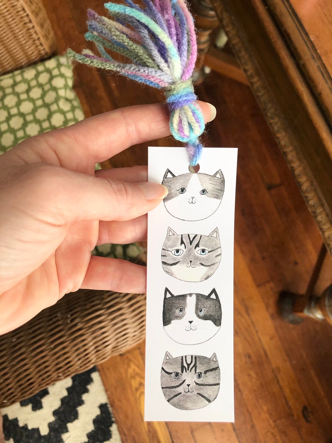 Cute Kitten Bookmark with Handmade Yarn Tassel Paper Cat Etsy