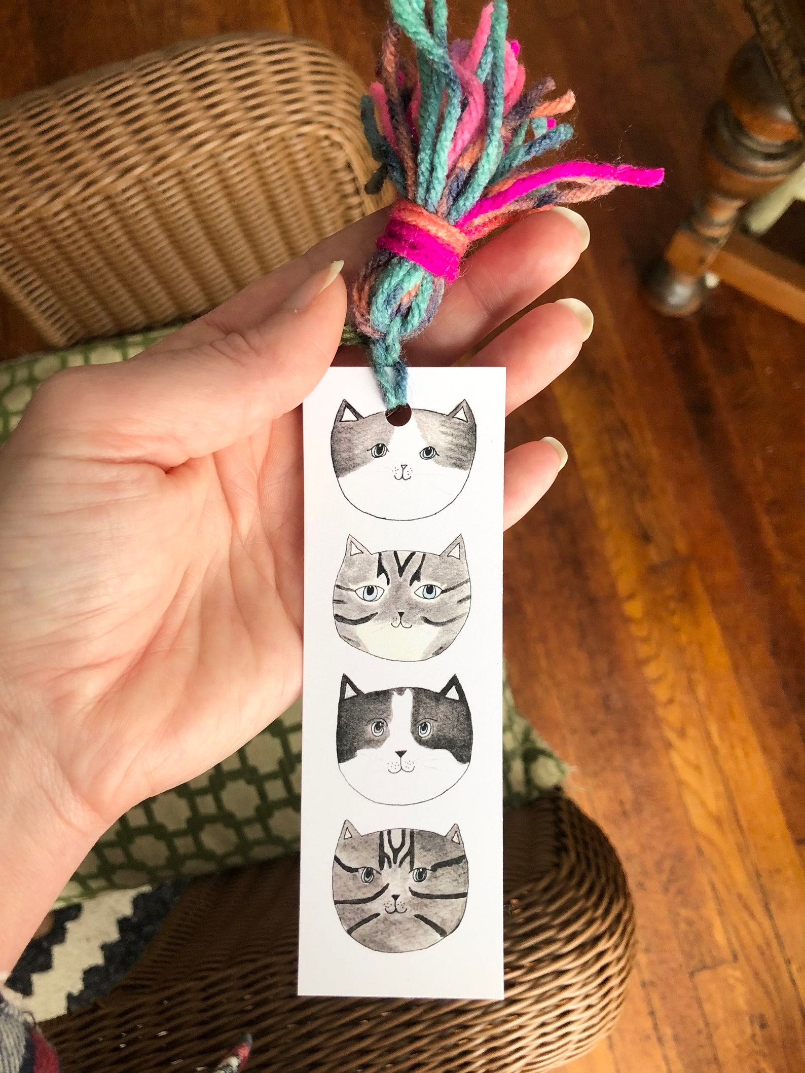 Cute Kitten Bookmark with Handmade Yarn Tassel Paper Cat Etsy