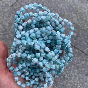 Natural Larimar Bracelet Larimar Jewelry Beads Bracelet 1PC Grade AAA  Birthday Gifts Weddings for Women
