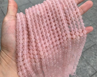 Natürliche Rosenquarz runde Perlen 6mm 8mm 10mm Rose Farbe Edelstein Perlen Geburtstagsgeschenke für Frauen Klasse AAA 15,5-Zoll-Strang