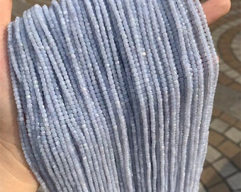 Natural Blue Lace Agate Beads Micro Faceted Cube Beads 2.5mm Blue Lace Agate Gemstones Loose Beads for Jewelry Making 15.5 Inch Strand AAA