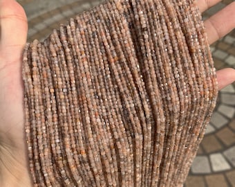 Natura Moonstone Beads Micro Faceted Cube Bead 2.5mm 4mm Moonstone Gemstones Loose Bead for Jewelry Making 15.5 Inch Strand AAA
