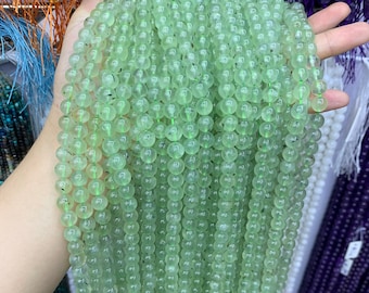 Natuurlijke Prehniet stenen kralen, groene Prehniet kralen kralen 8mm edelsteen ronde kralen Lace Bead 15,5 Inch Strand AAA voor DIY sieraden maken
