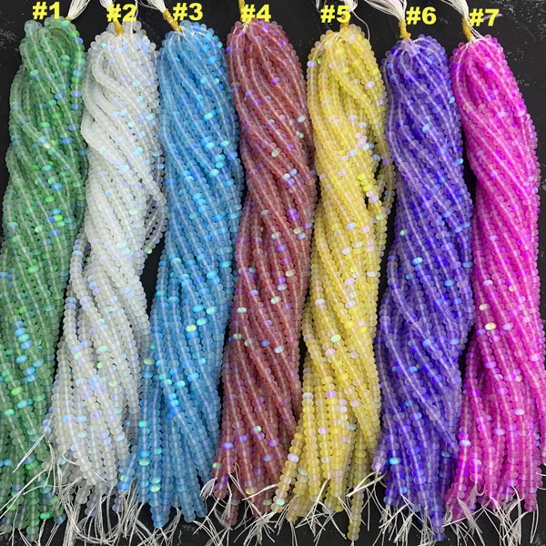 Multi Couleur Aura Cristal Rondelle Perles Aura Quartz Perles Brillantes Perles Colorées Perle Lâche pour la Fabrication de Bijoux DIY 5*8mm 4*6mm 15.5 Pouces