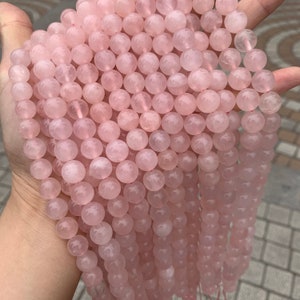 Natural Rose Quartz Round Beads 6mm 8mm 10mm Rose Color Gemstone Beads Birthday Gifts for Women Grade AAA 15.5 Inch Strand