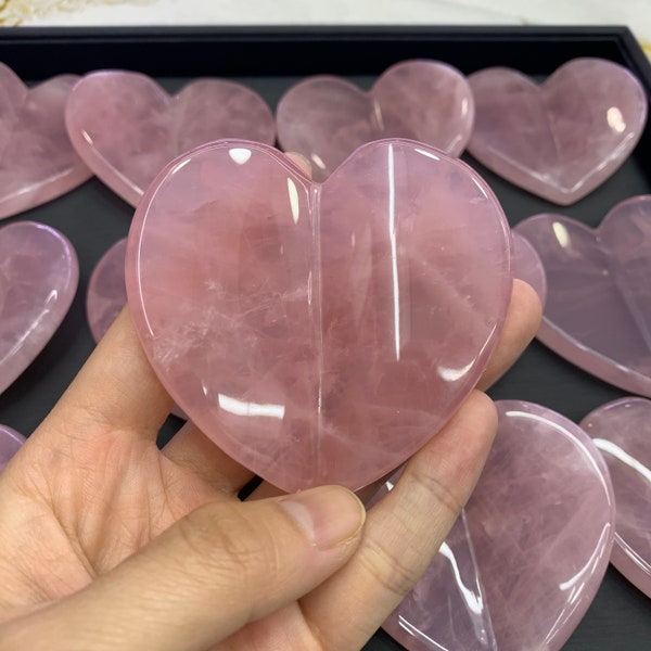 Natural Rose Quartz/Green Aventurine Heart Shape Crystal Gua Sha Tools for Face Scraping, Essential Oil Massage Tool 2.95 inch Gifts for Her