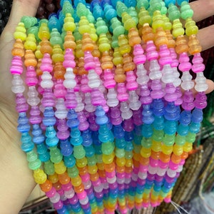 Natural Selenite Gourd Shape Bead Selenite Loose Beads Gemstone Beads Rainbow Multi Color Selenite Gemstone Loose Bead 8*12mm 15.5 Inch AAA