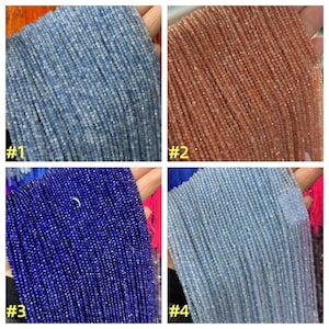 40 Kinds of Natural Micro 2mm Faceted Beads Gemstone Loose Blue Color Bead for Jewelry DIY Making Strand 15.5" Garde AAA