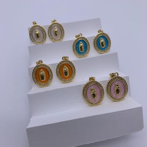 Enamel Oval Shape Pendant Oval Goddess Pendant for DIY Gifts Necklace Making