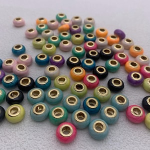 Brass Enamel Roudell Beads Big Hole Rhodium beads 10mm Colorful Beads for DIY Gifts Necklace Making Hole Size Approx 5mm