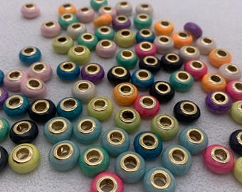 Brass Enamel Roudell Beads Big Hole Rhodium beads 10mm Colorful Beads for DIY Gifts Necklace Making Hole Size Approx 5mm