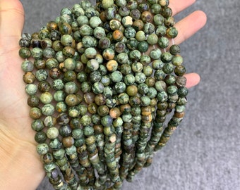 Natural Rhyolite Jasper Beads 6mm 8mm 10mm Gemstone Round Loose Rhyolite Stone Beads for Jewelry DIY Making Strand 15.5" Garde AAA