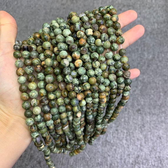 Natural Rhyolite Jasper Beads 6mm 8mm 10mm Gemstone Round Loose Rhyolite Stone Beads for Jewelry DIY Making Strand 15.5" Garde AAA
