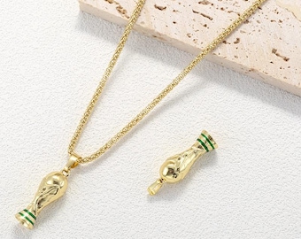 Colgante con forma de trofeo de la Copa Mundial de la FIFA chapado en oro, dije de cobre con forma de copa de Hércules estilo hip hop, accesorios para la creación de joyas DIY con temática de fútbol.