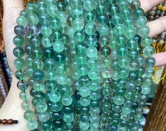 Natural Fluorite Beads Green Fluorite Bead Gemstone Loose Beads 10mm 15 Inch