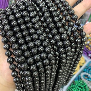 Natural Black Jet Round Beads 8mm 10mm Light weight Smooth Black Jet Stone Black Jet Smooth Round Beads for Jewelry making 15.5‘’