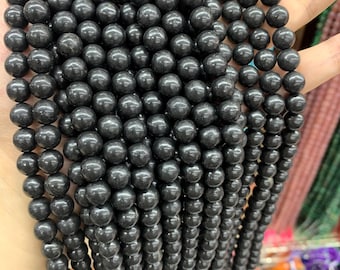 GEM-Inside Chakra-Perlen Aus Natürlichem Schwarzem Russischem Schungit