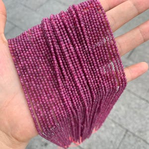 Natural Real Red Ruby Faceted Round Beads 2mm Micro Ruby Gemstone Loose Beads for Jewelry Making 15.5 Inch Strand AAA