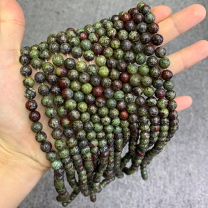Natural Dragon Blood Stone Beads 6mm 8mm 10mm Gemstone Round Loose Dragon Blood Stone Beads for Jewelry DIY Making Strand 15.5&quot; Garde AAA