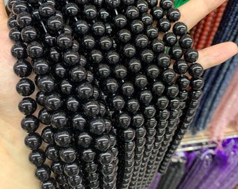 Black Onyx beads 6mm 8mm 10mm Smooth Round Beads Black Gemstone Gard AAA 15.5“ for Jewelry Making
